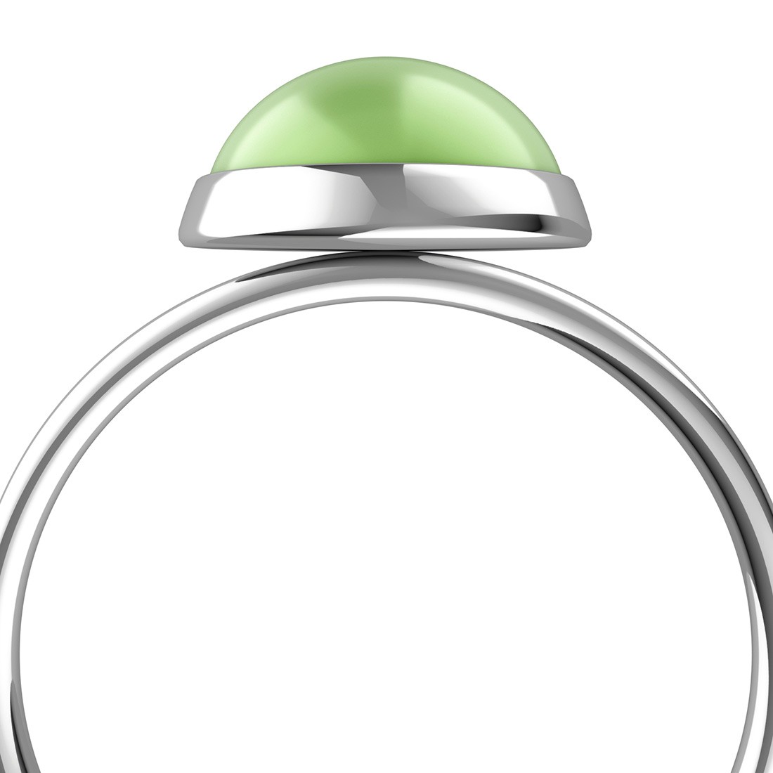 Кольцо с зеленым Нефритом (вид сбоку)