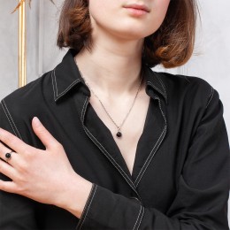 Купить подвеску с Черным Агатом круглой формы