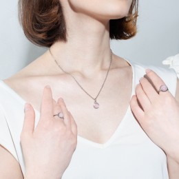 Купить подвеску с Розовым Кварцем полусферической формы