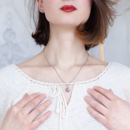 Купить подвеску с Аметистом круглой формы в светло-пурпурном цвете